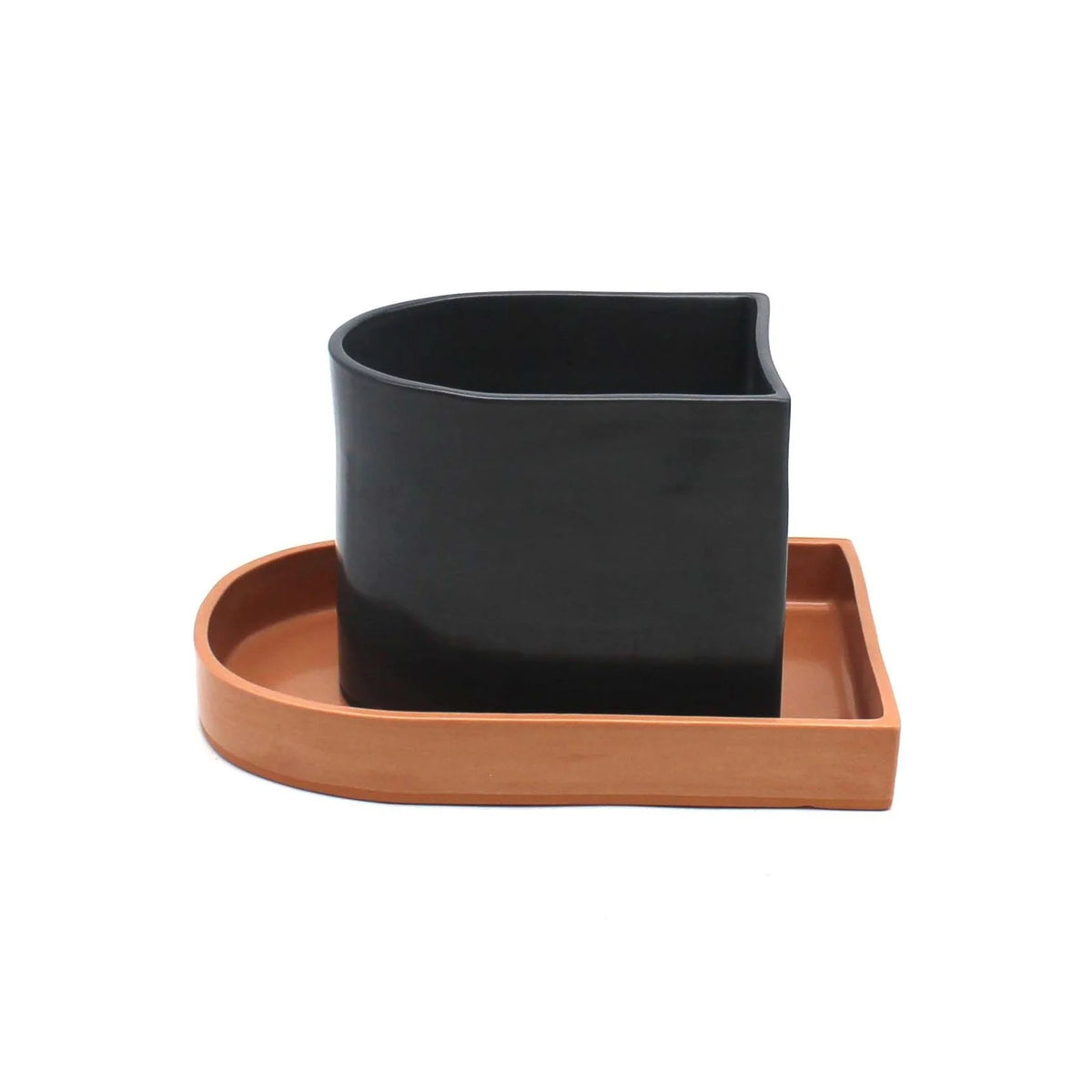 Small Planter With Tray - Black