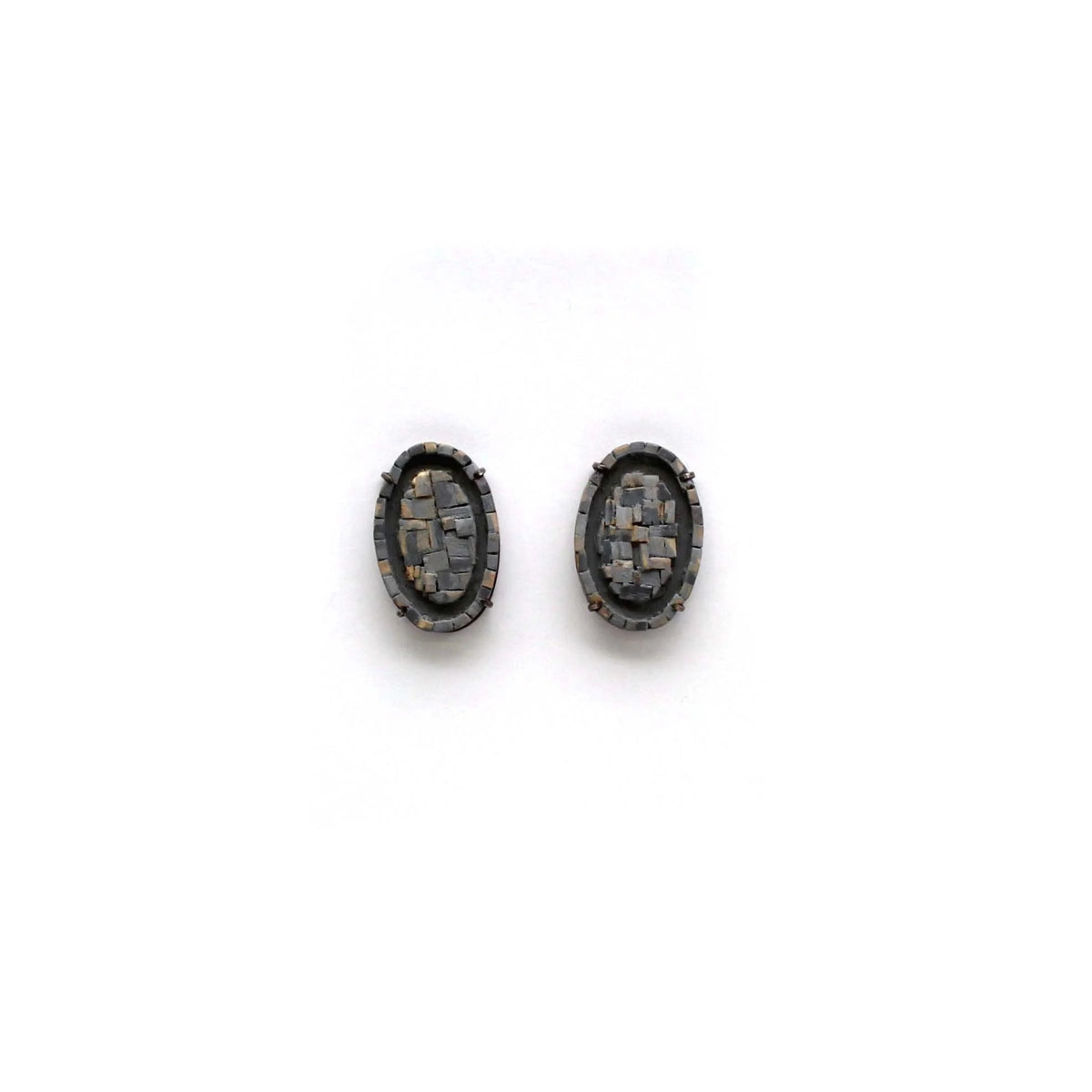 Grey Oval Earrings