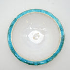 White Blue Glassy Rimmed Bowl