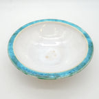 White Blue Glassy Rimmed Bowl