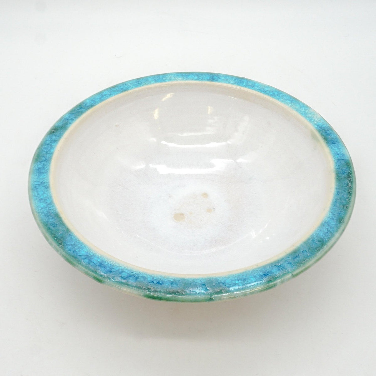White Blue Glassy Rimmed Bowl
