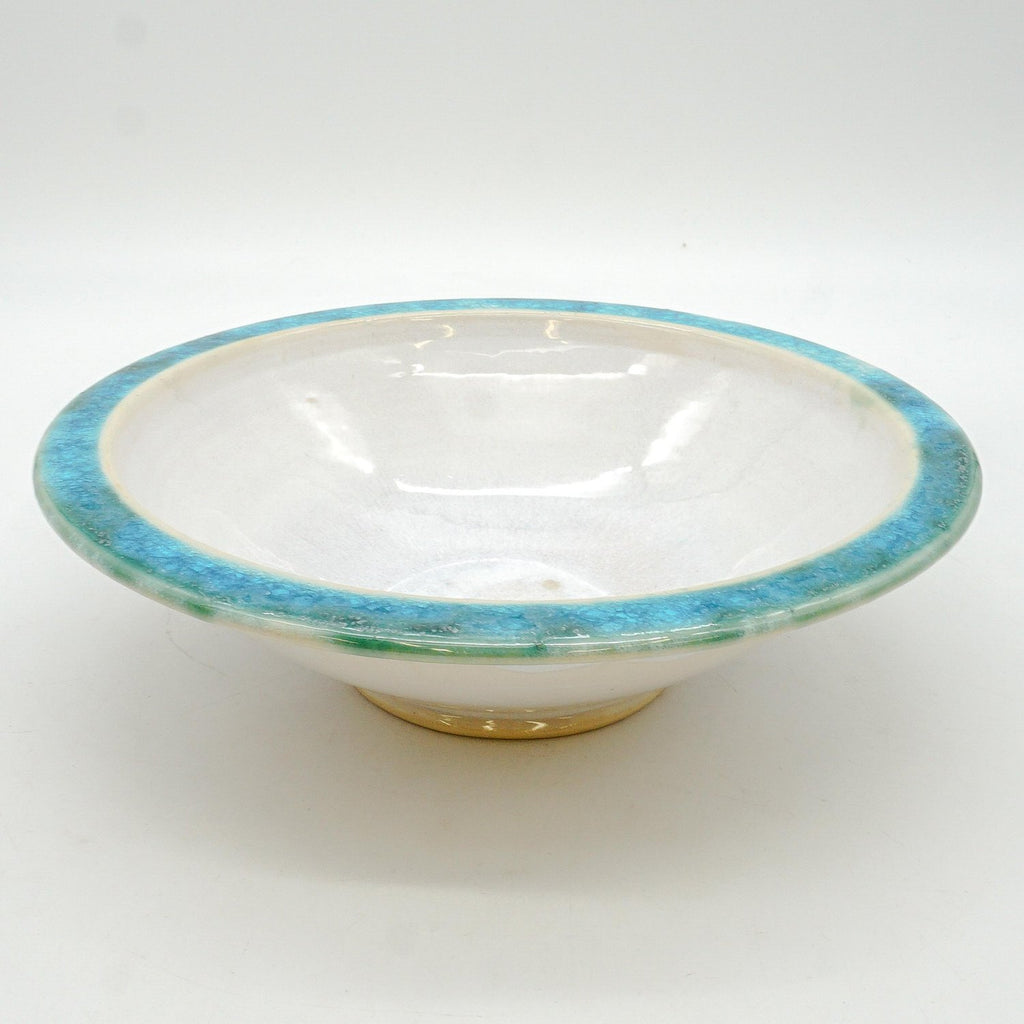 White Blue Glassy Rimmed Bowl