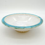 White Blue Glassy Rimmed Bowl