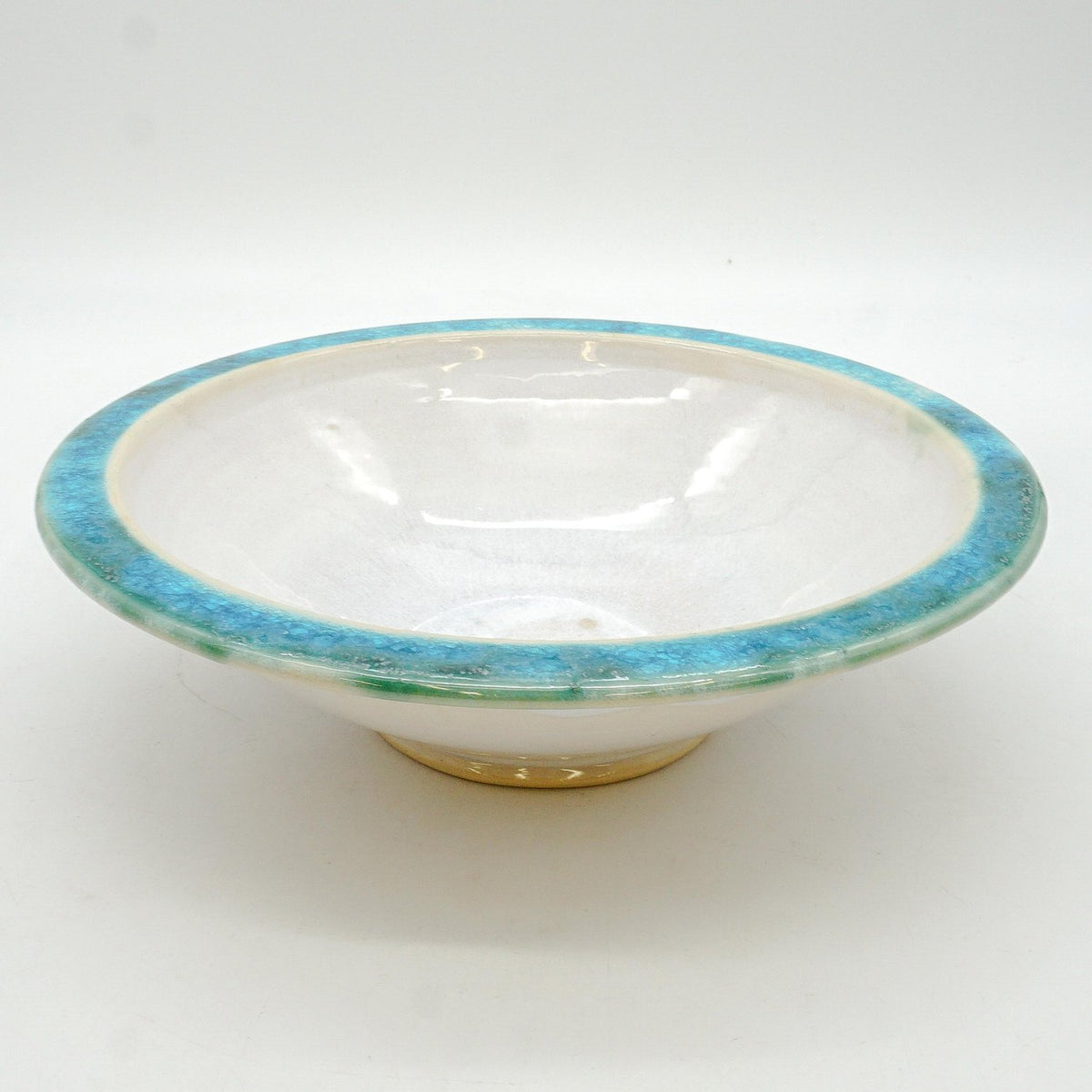 White Blue Glassy Rimmed Bowl
