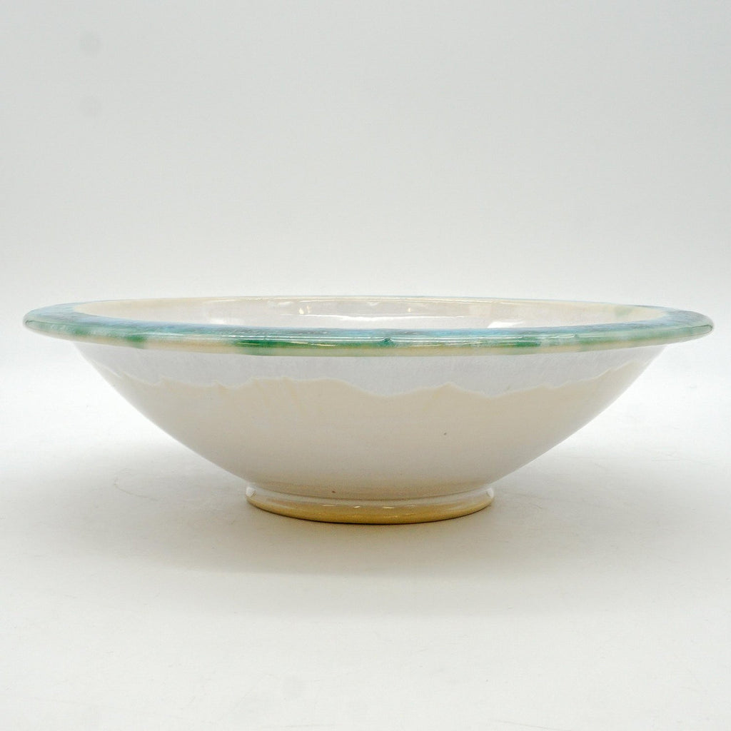 White Blue Glassy Rimmed Bowl
