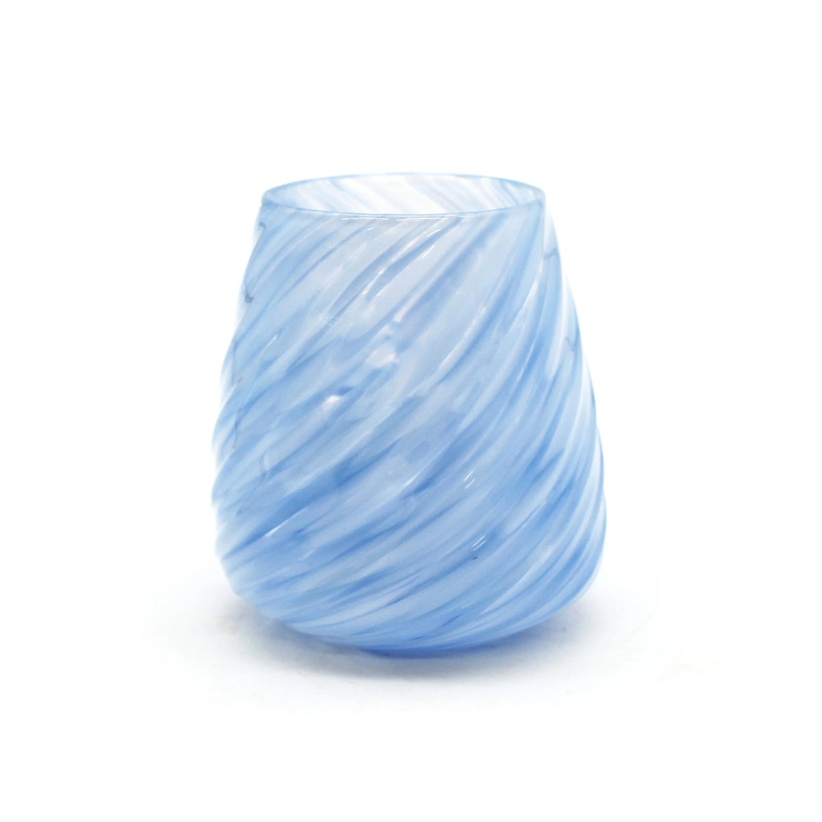 Blue and White Twisted Stemless Wine Glass