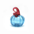 Glass Pumpkin - Blue with dark pink stem