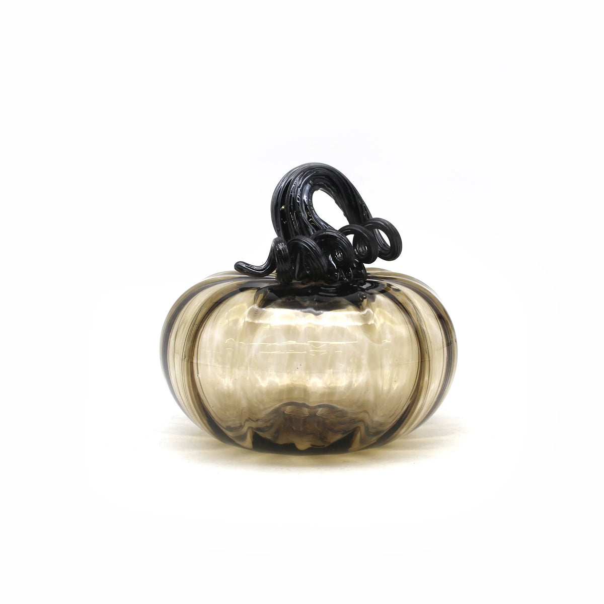 Glass Pumpkin - Brown with Black Stem