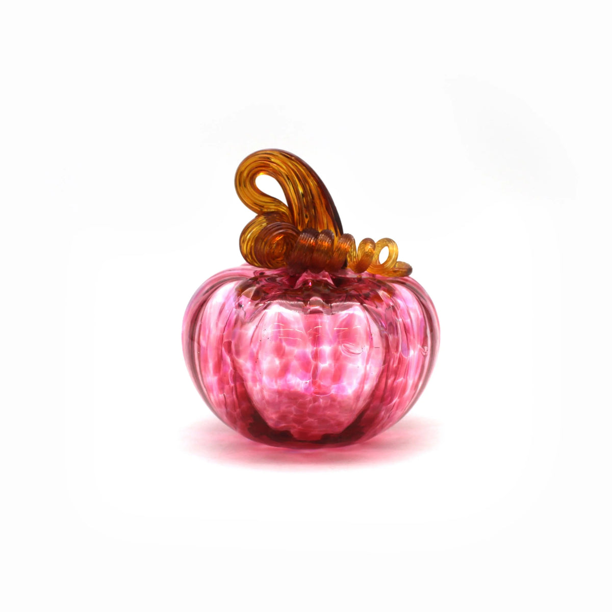 Glass Pumpkin - Pink with Amber Stem