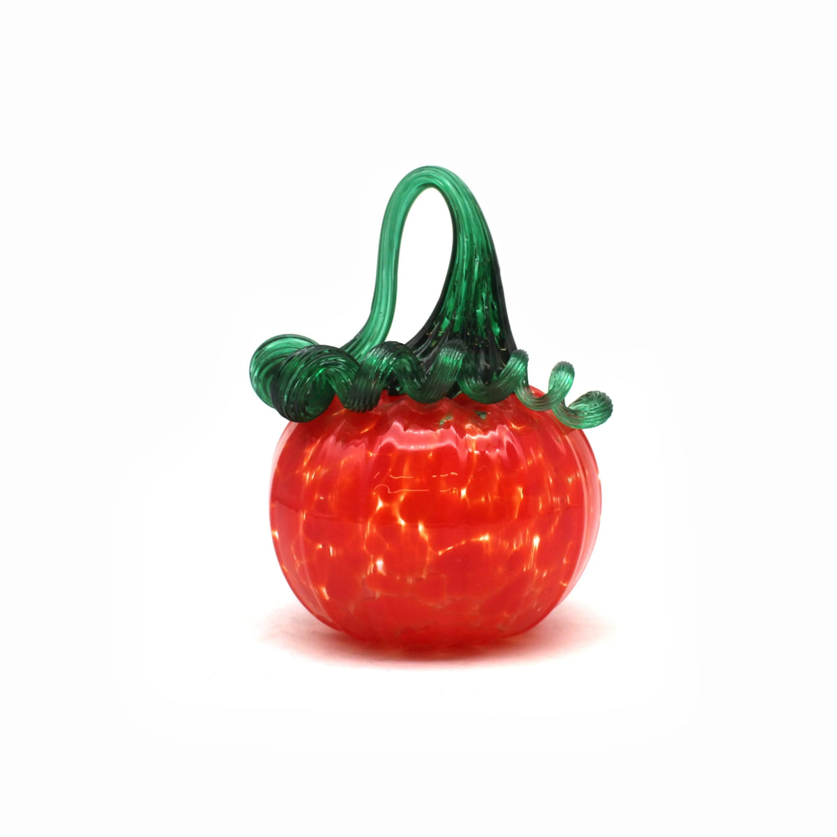 Glass Pumpkin - Red with Green Stem