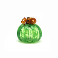 Glass Pumpkin - Green with Amber Stem