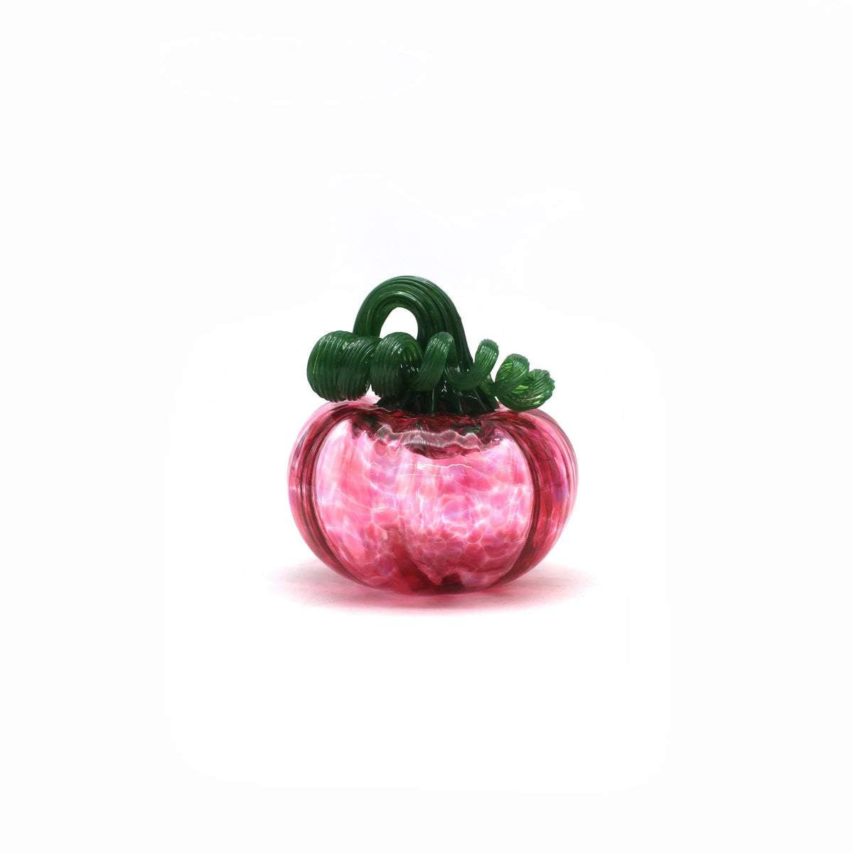 Glass Pumpkin - Pink with Green Stem