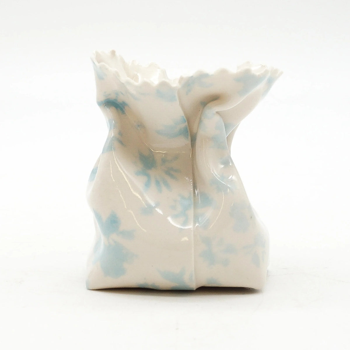 White Bag with Blue Flowers