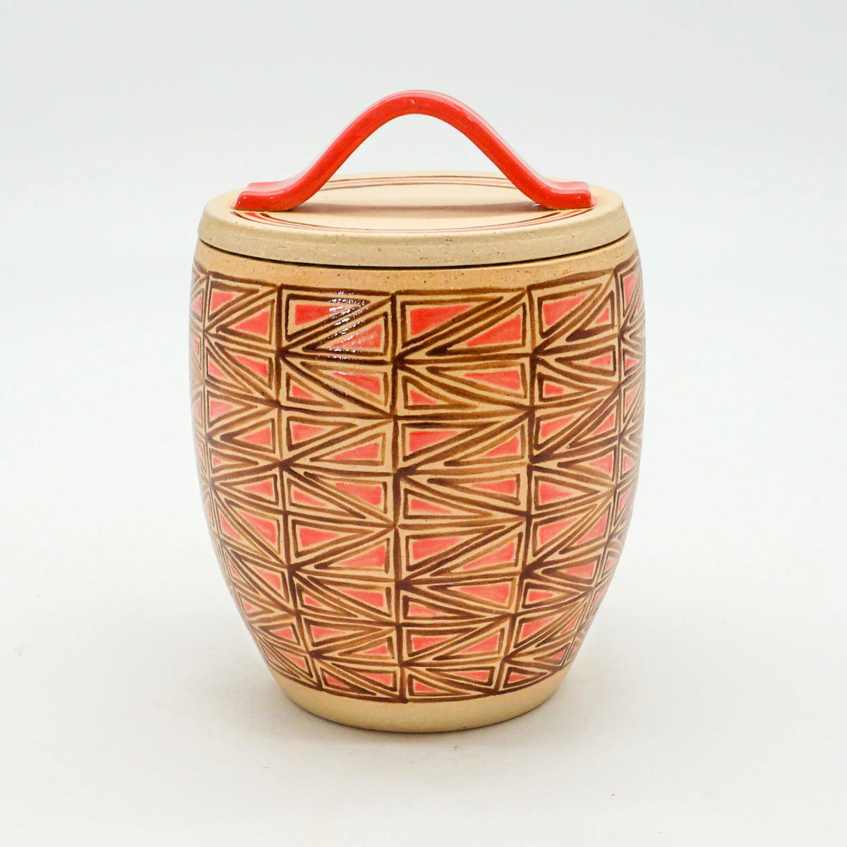 Coral and Brown Patterned Jar