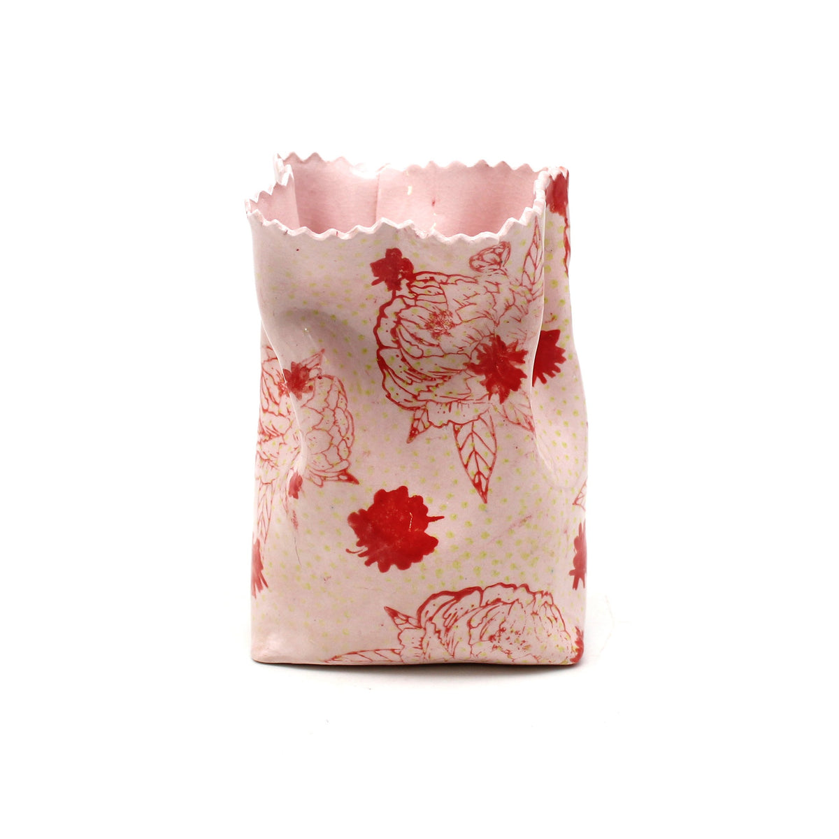 Pink Flowered Medium Porcelain Bag