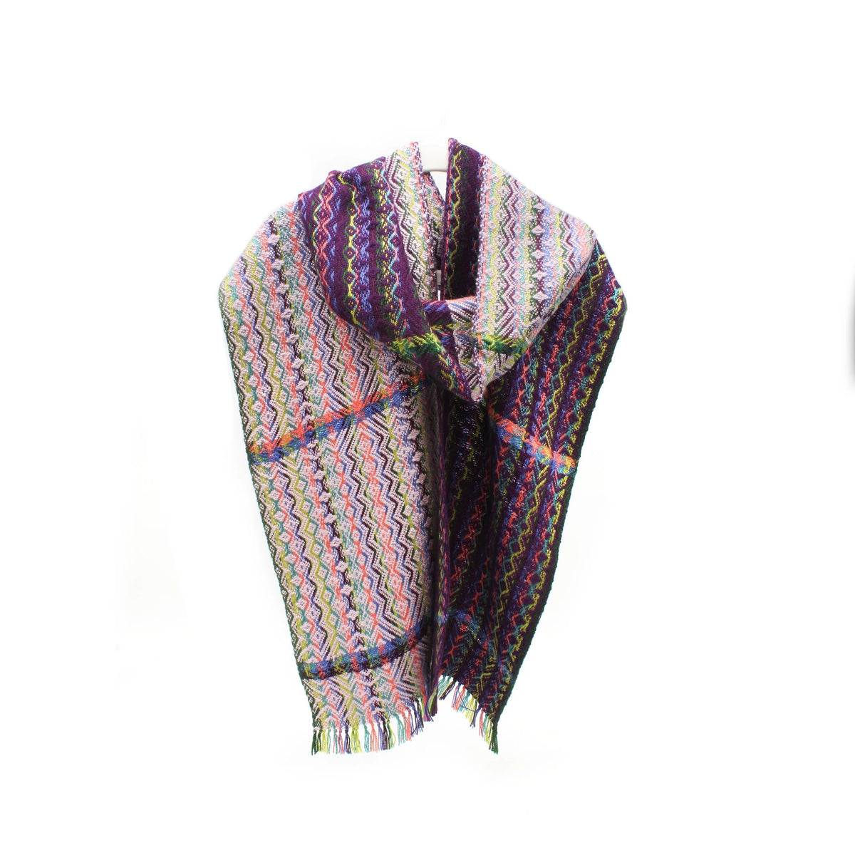 Purple, Blue, Green, Pink Handwoven Scarf