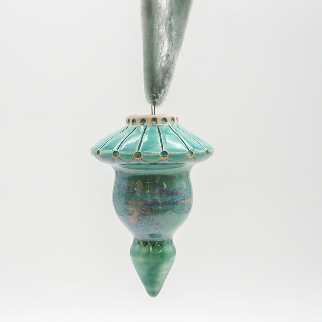 Porcelain Turquoise Drip Ornament