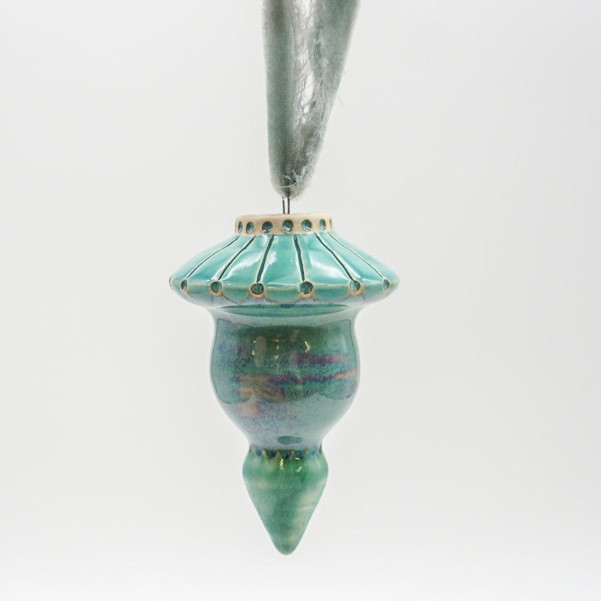 Porcelain Turquoise Drip Ornament