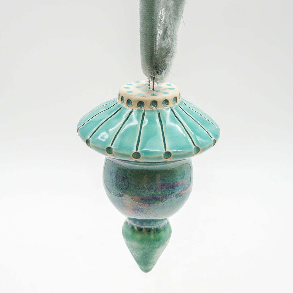 Porcelain Turquoise Drip Ornament