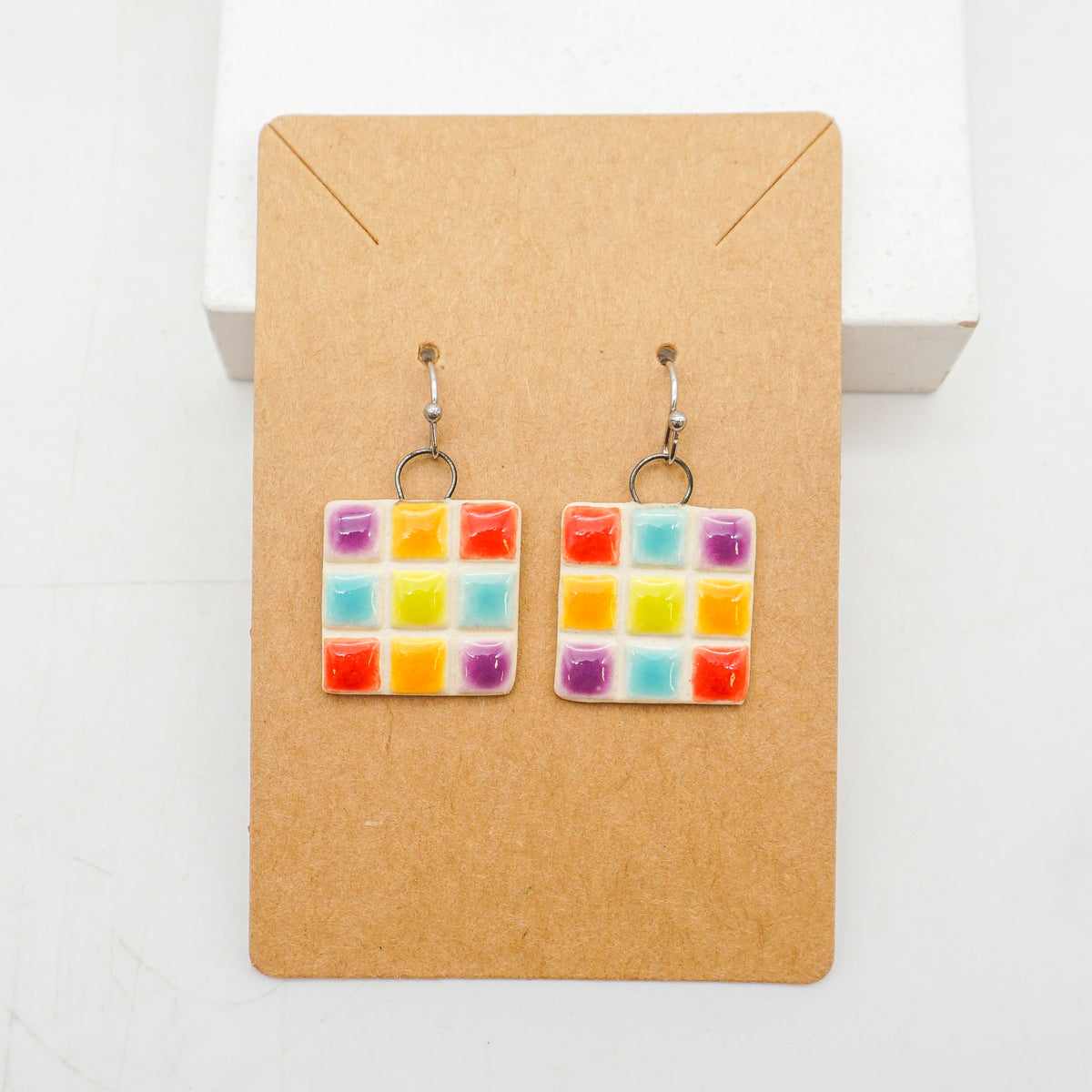 Porcelain Quilted Bright Earrings