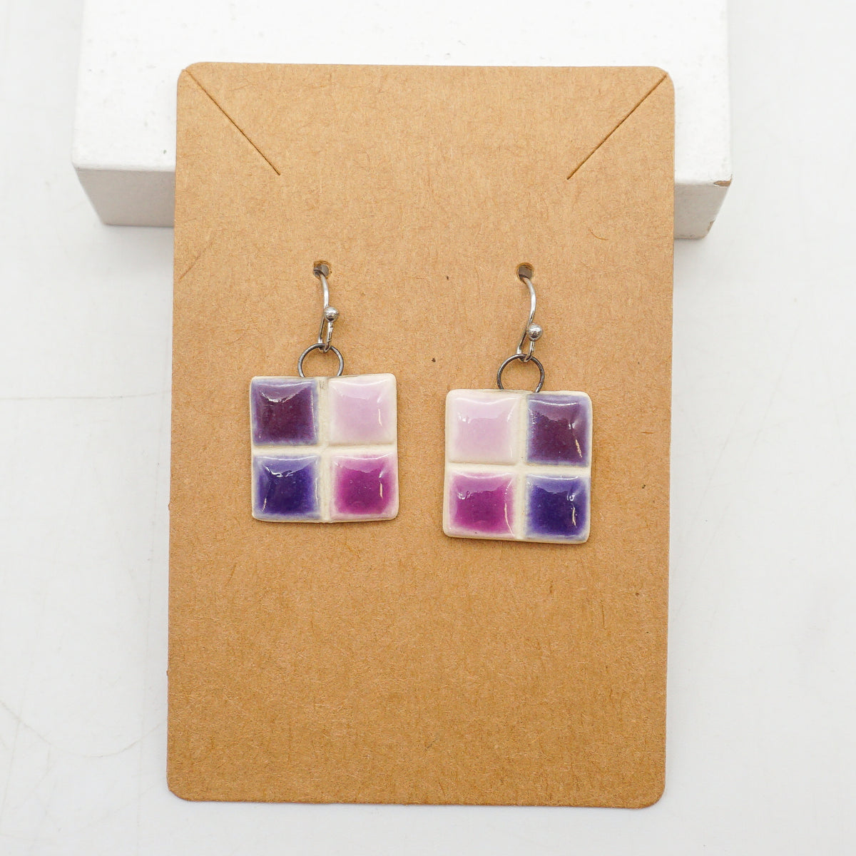 Porcelain Purple 4 Square Earrings