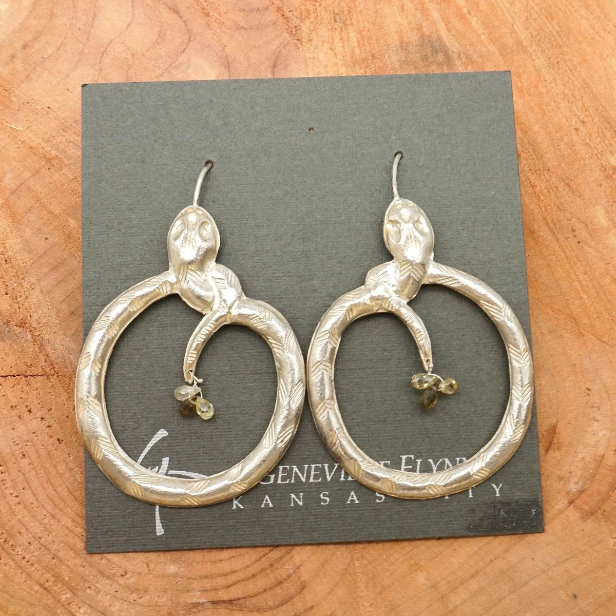 Round Snake Earrings with Spinel Briolettes