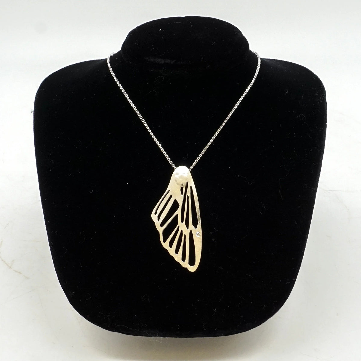 Cicada Wing Pendant with Small Diamond