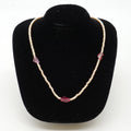 Pink Pearl Necklace with 3 Tourmaline Beads