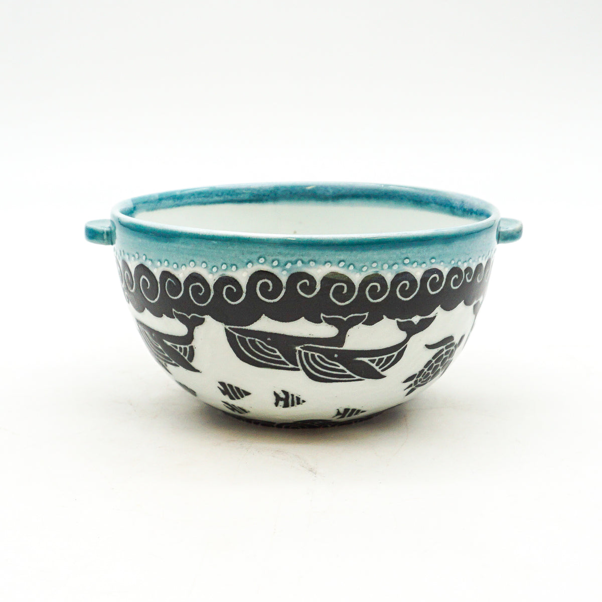 Whale & Turtle Side Handled Bowl