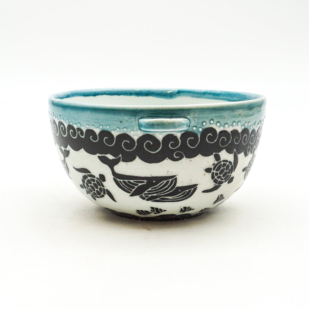Whale & Turtle Side Handled Bowl