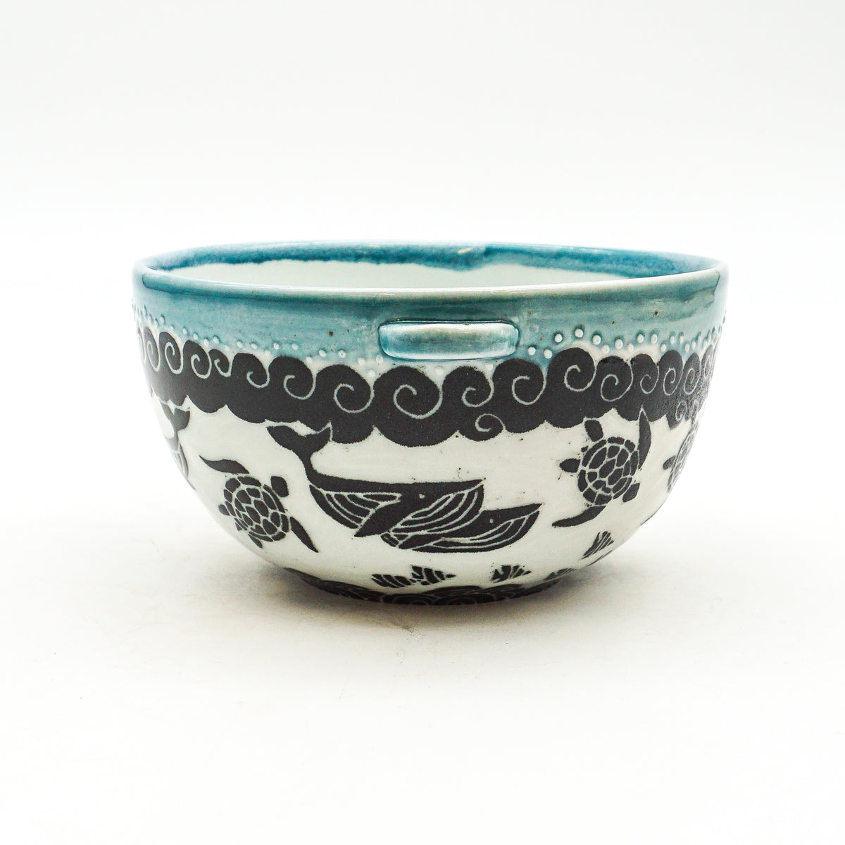 Whale & Turtle Side Handled Bowl