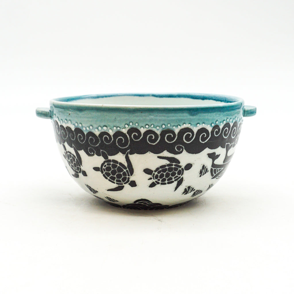 Whale & Turtle Side Handled Bowl