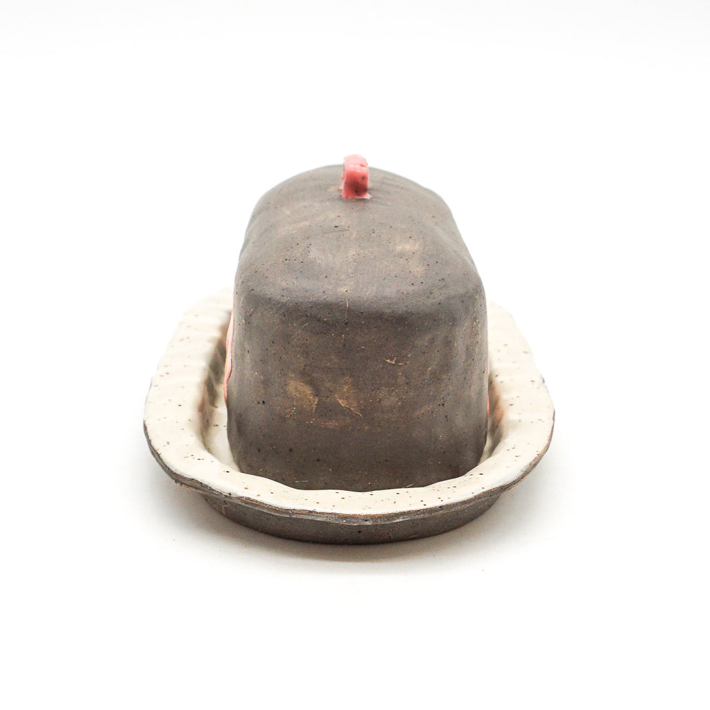 Butter Dish (Gray w/ Yellow Tulips)