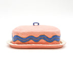 Butter Dish (Pink w/ Blue Squiggle)
