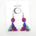 Triangle Earrings - Purple, Wine & Turquoise