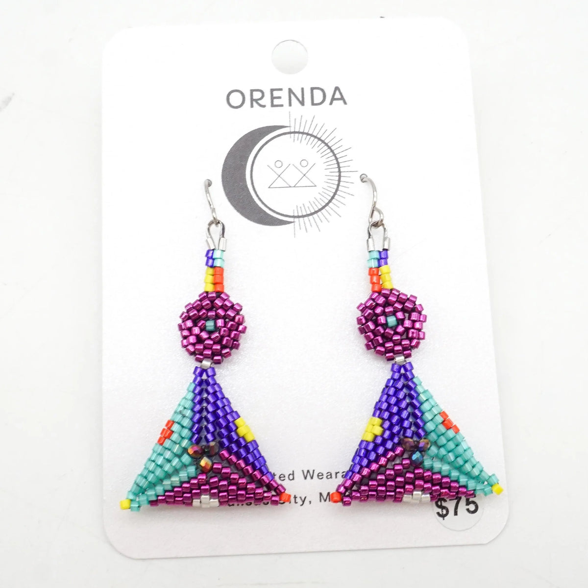 Triangle Earrings - Purple, Wine & Turquoise