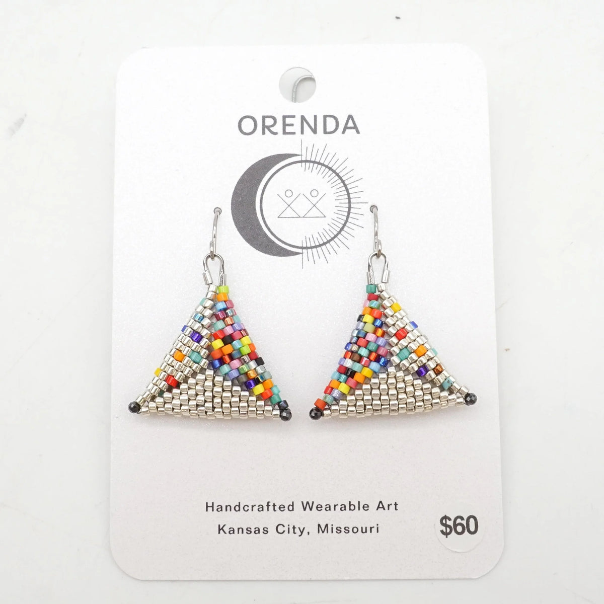 Triangle Earrings - Silver & Multicolored