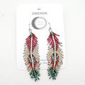 Feather Earrings - Maroon & Turquoise