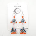 Double Triangle Earrings - Green & Peach