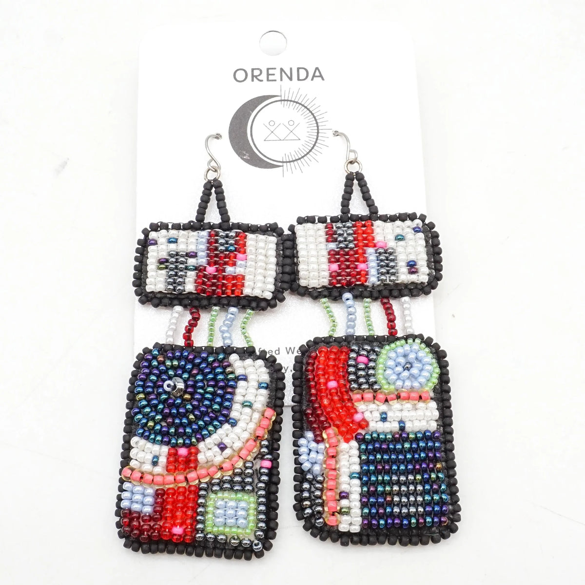 Rectangular Embroidered Earrings
