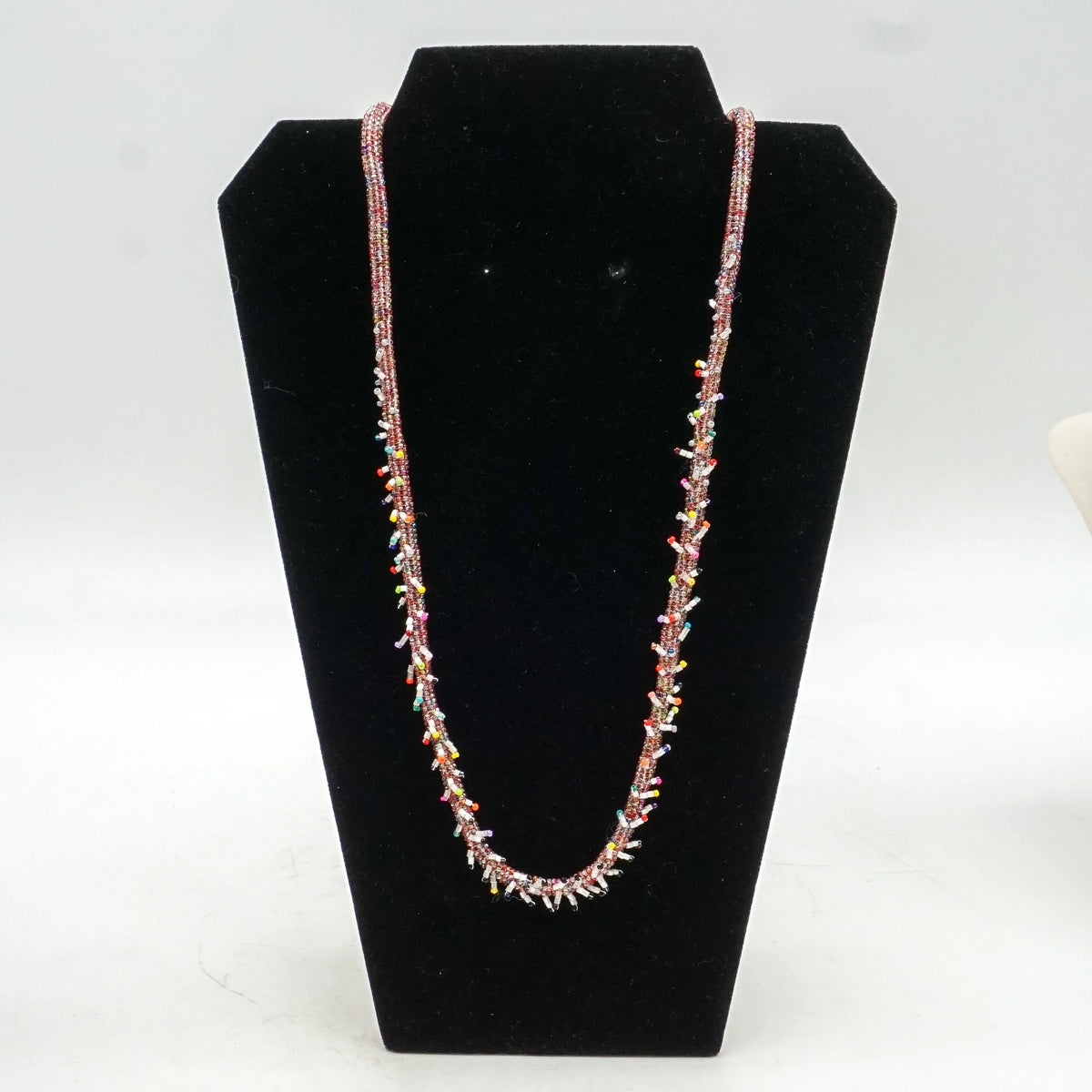 Pink Bead Necklace with Dangles