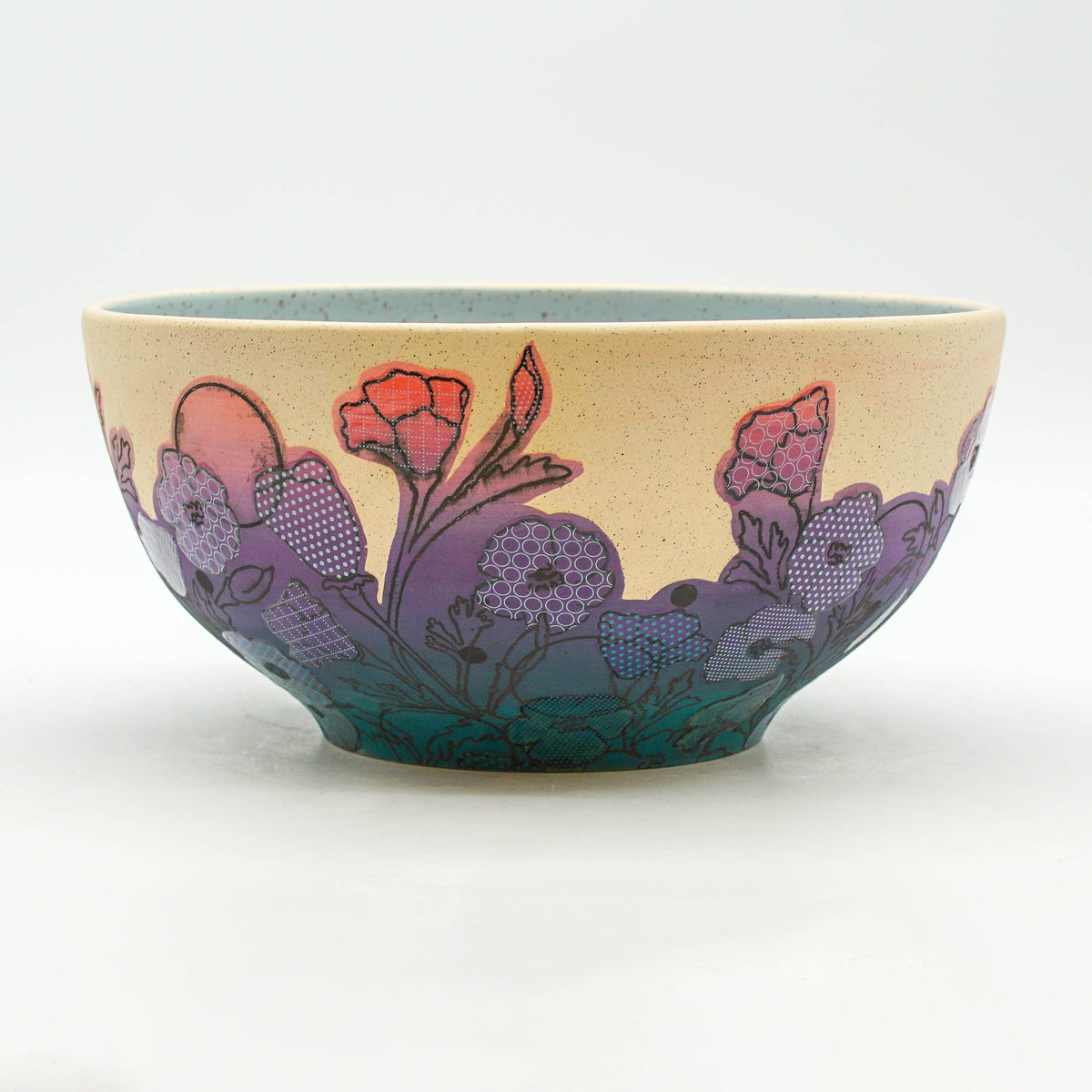 Dot Floral Print Serving Bowl