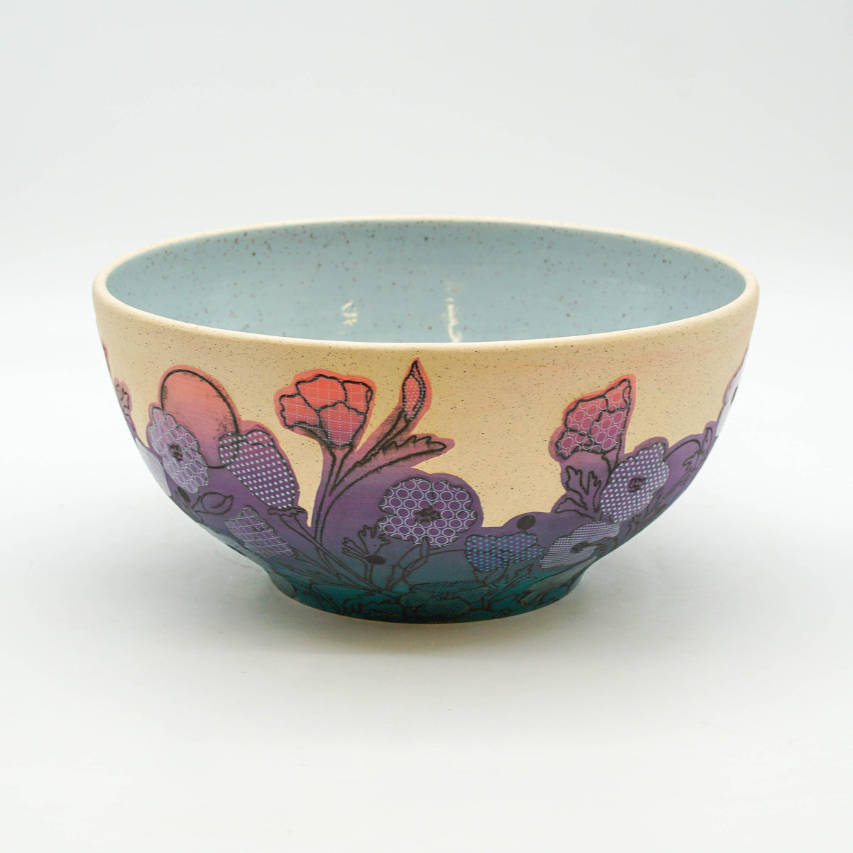 Dot Floral Print Serving Bowl