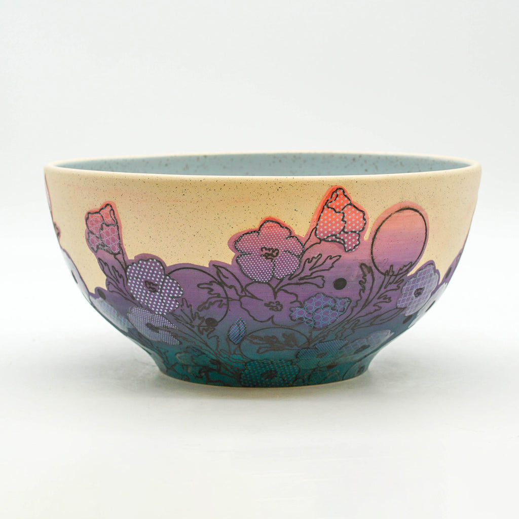 Dot Floral Print Serving Bowl