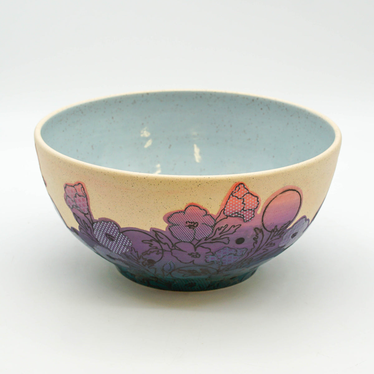 Dot Floral Print Serving Bowl