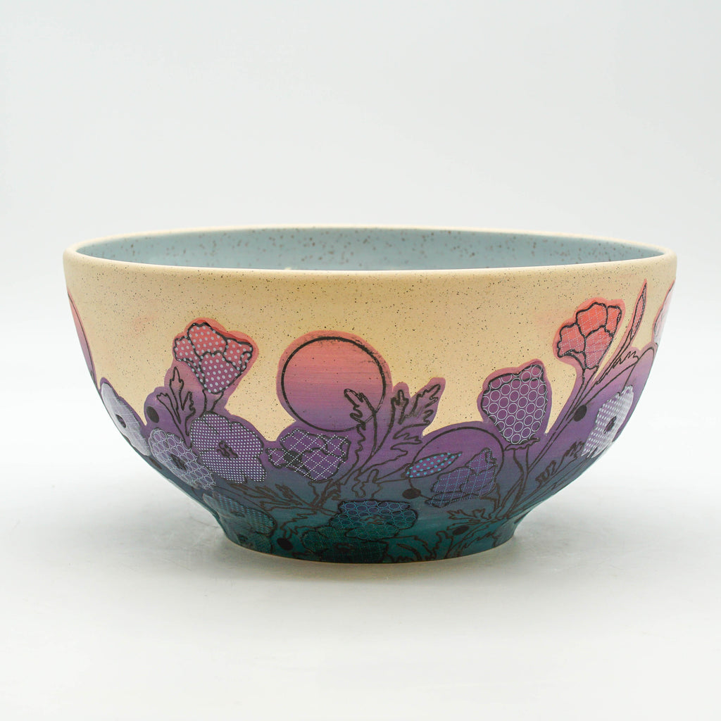 Dot Floral Print Serving Bowl