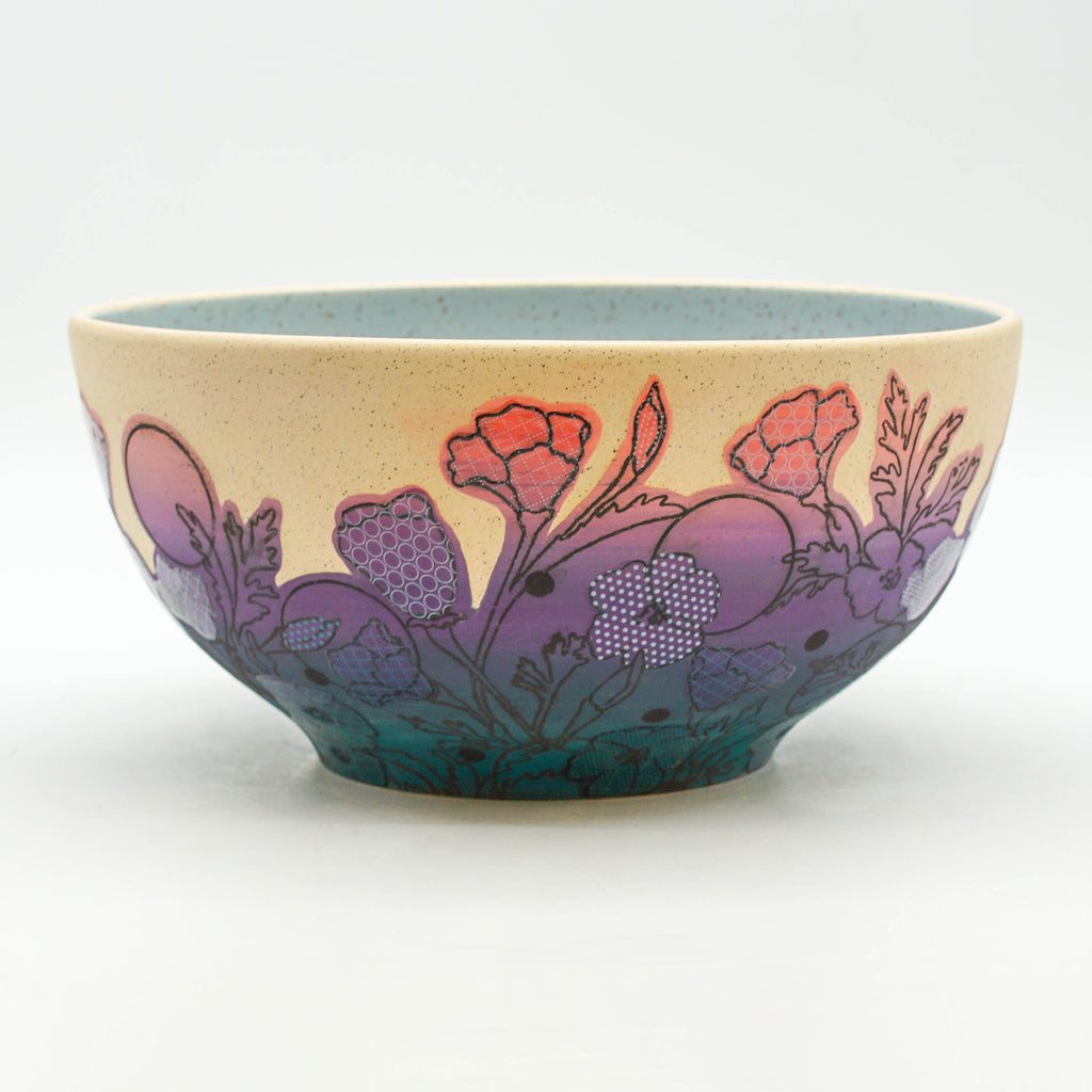 Dot Floral Print Serving Bowl