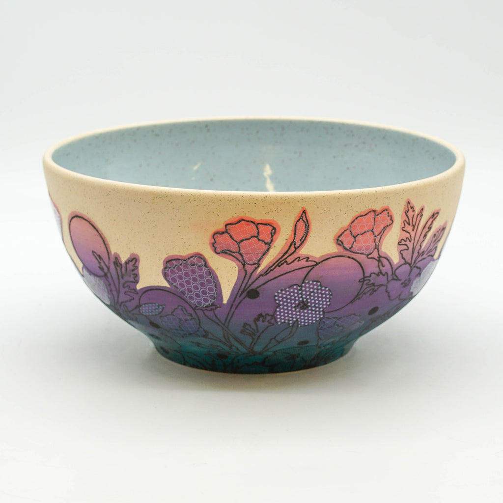 Dot Floral Print Serving Bowl