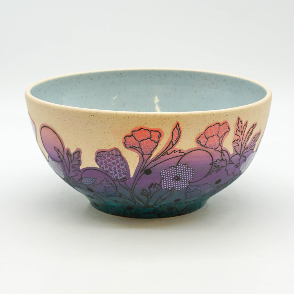 Dot Floral Print Serving Bowl