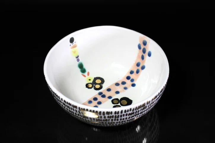Polka Dot Bowl w/ Gold Dashes